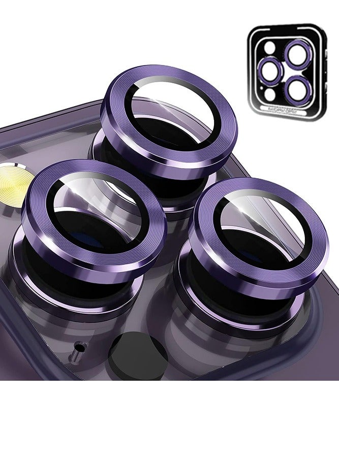 Devon 3 PCS Phone Camera Lens Protector with Installation Frame, for iPhone 16 Pro/16 Pro Max, HD Tempered Metal Glass Camera Screen Protector Cover Film Accessories (Purple) - Image 1